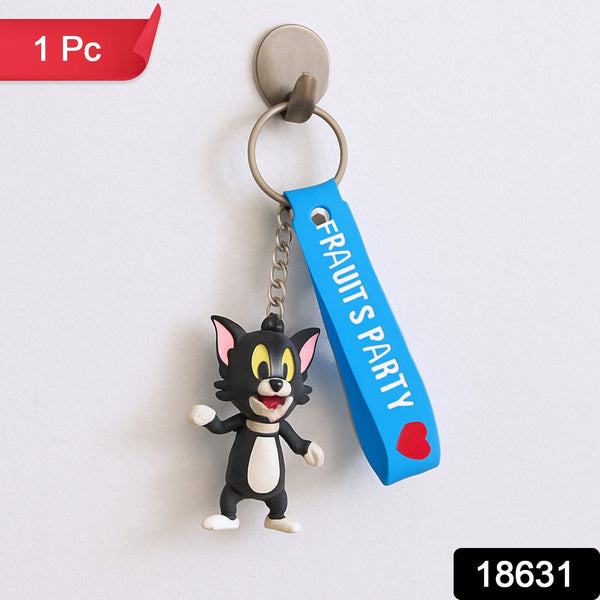 Cute Silicone 3D Key Chain with Metal Hook & Strap (Pack of 1)
